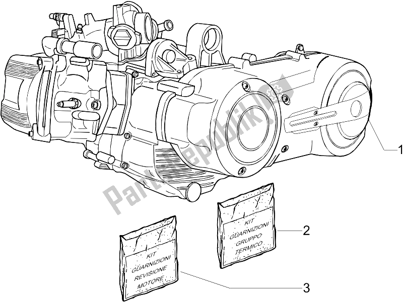 Todas las partes para Ensamblaje Del Motor de Piaggio MP3 400 IE MIC USA 2009