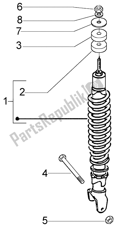 Toutes les pièces pour le Amortisseur Arrière du Piaggio Liberty 50 4T RST Delivery 2004