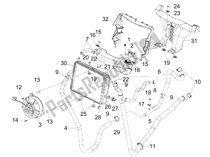 Toutes les pièces pour le Système De Refroidissement du Piaggio Carnaby 250 4T IE E3 2008