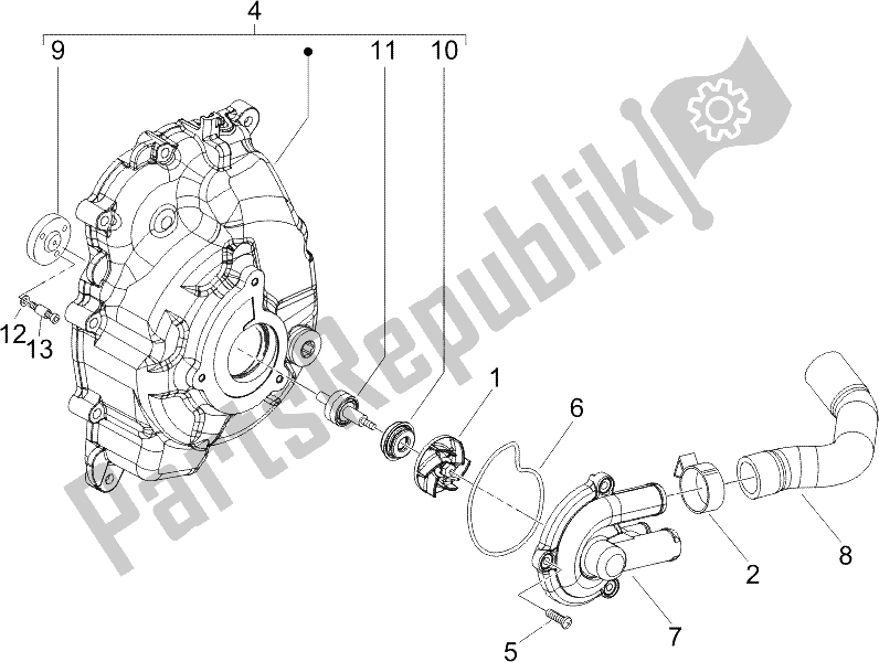 Toutes les pièces pour le Pompe De Refroidissement du Piaggio X8 125 Potenziato 2005