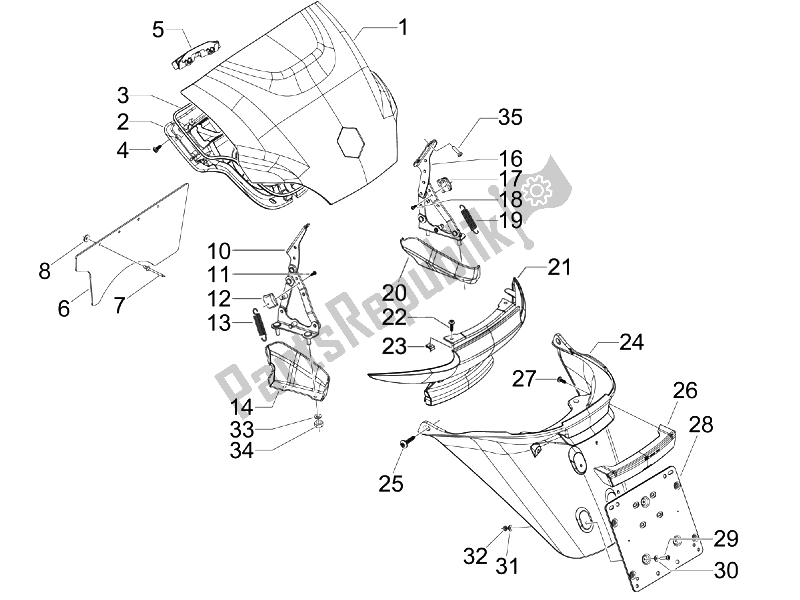 Todas las partes para Cubierta Trasera - Protector Contra Salpicaduras de Piaggio MP3 250 USA 2007