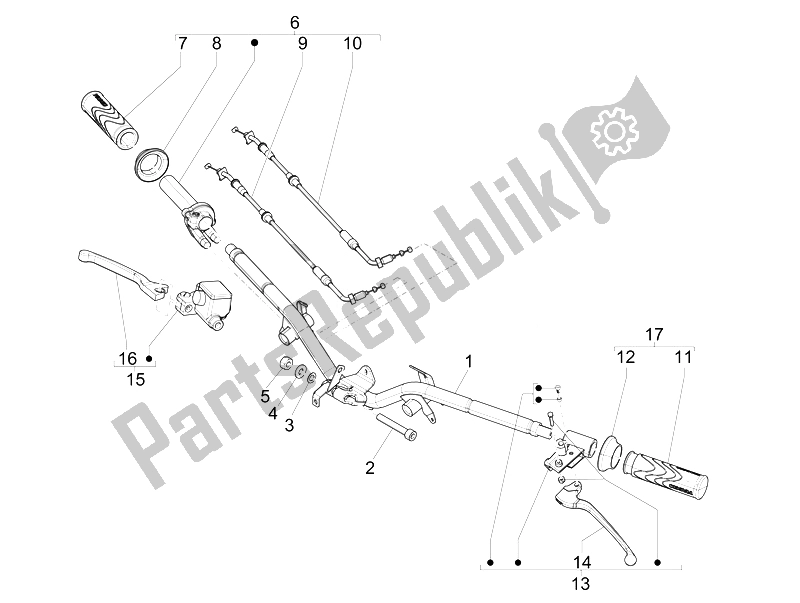 Toutes les pièces pour le Guidon - Master Cil. Du Piaggio Liberty 150 4T 3V IE LEM 2014