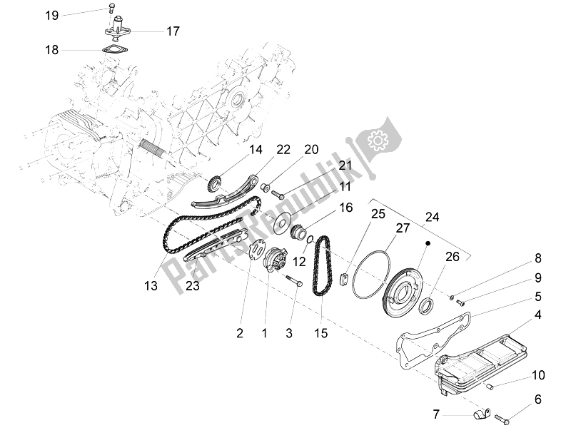 Todas las partes para Bomba De Aceite de Piaggio FLY 125 4T 3V IE Vietnam 2014