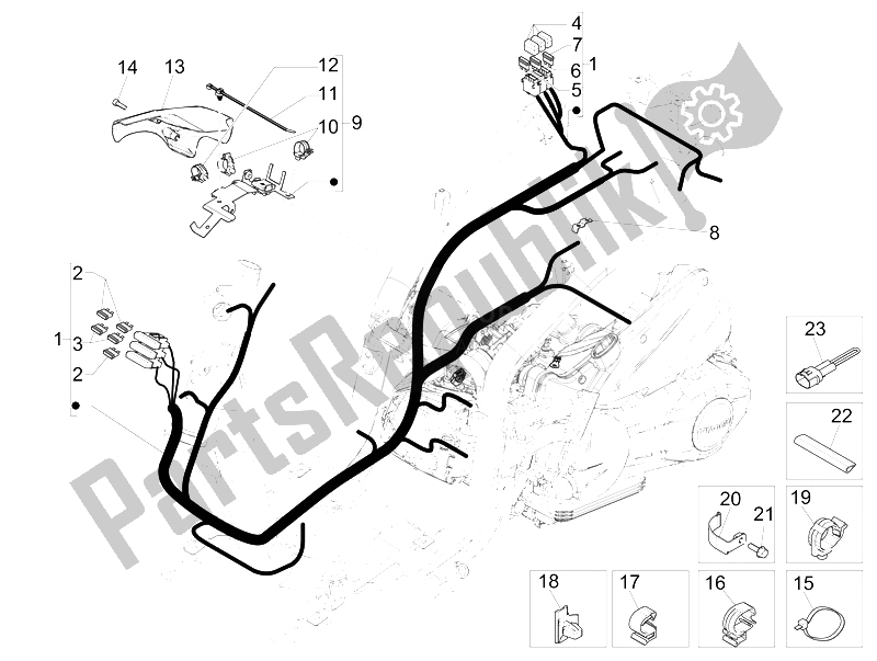 All parts for the Main Cable Harness of the Piaggio Liberty 150 Iget 4T 3V IE ABS 2015