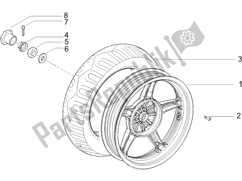 Toutes les pièces pour le Roue Arrière du Piaggio ZIP 50 2T 2009