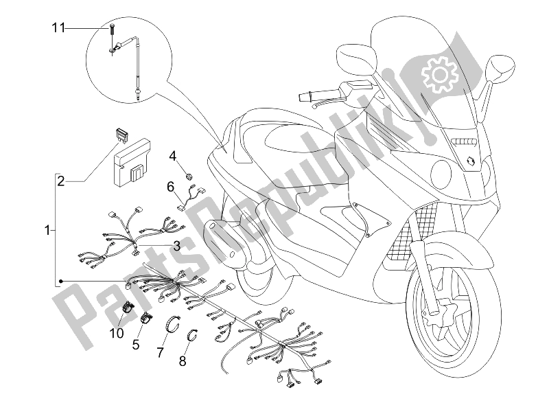 Tutte le parti per il Cablaggio Principale del Piaggio X8 400 IE Euro 3 2006