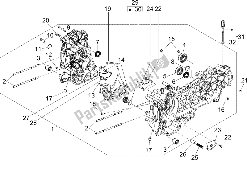 Tutte le parti per il Carter del Piaggio X9 125 Evolution Powered 2005