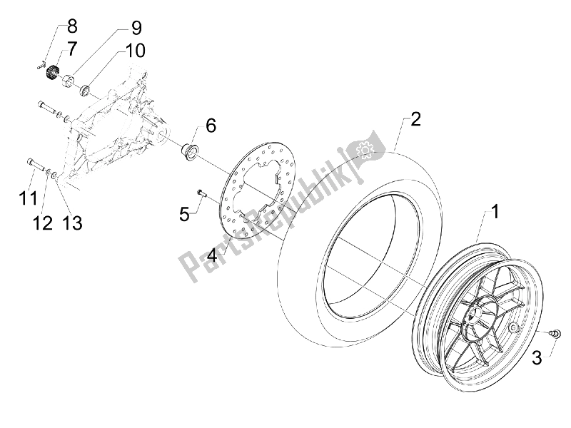 Toutes les pièces pour le Roue Arrière du Piaggio X7 125 IE Euro 3 2009