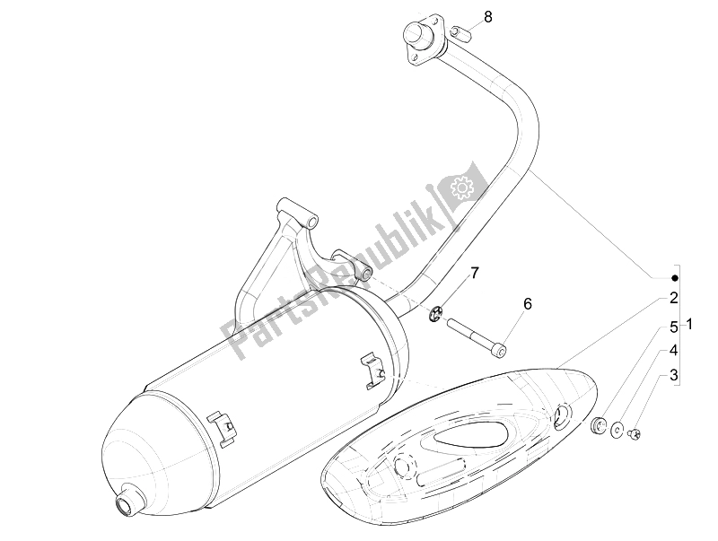 Todas as partes de Silenciador do Piaggio FLY 50 4T 2V 2014