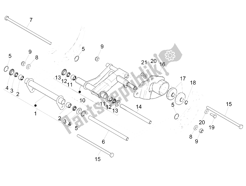 Todas las partes para Brazo Oscilante de Piaggio Liberty 125 Iget 4T 3V IE ABS Vietnam 2015