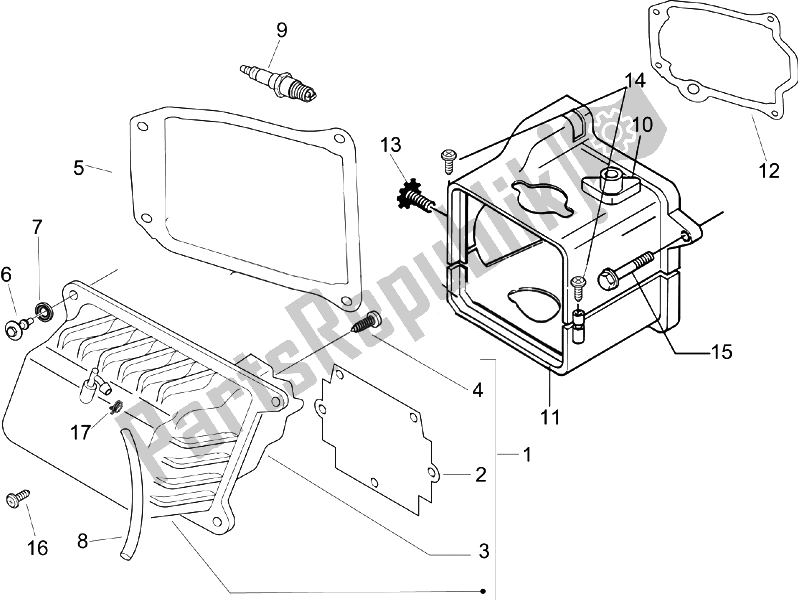 All parts for the Cylinder Head Cover of the Piaggio Liberty 50 4T PTT B NL 2007