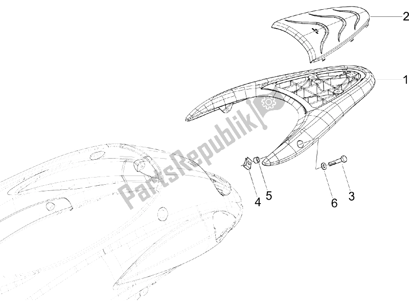 All parts for the Rear Luggage Rack of the Piaggio Liberty 200 4T 2006
