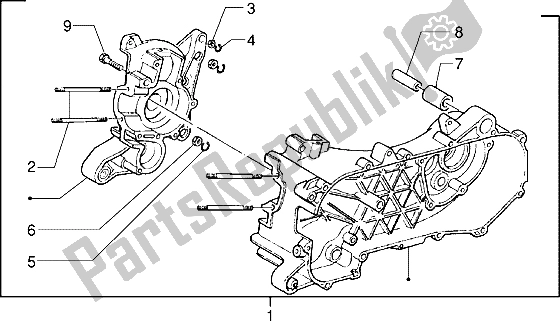 All parts for the Crankcase of the Piaggio Sfera RST 50 1995
