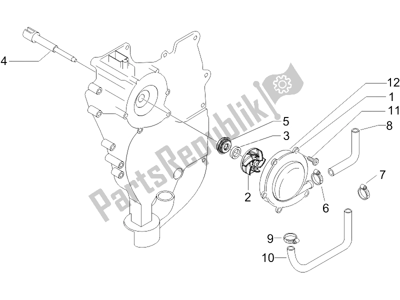 All parts for the Cooler Pump of the Piaggio Beverly 500 2005