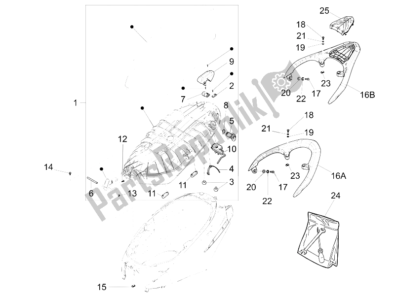 Todas las partes para Silla De Montar / Asientos de Piaggio FLY 150 4T E2 E3 Vietnam 2012