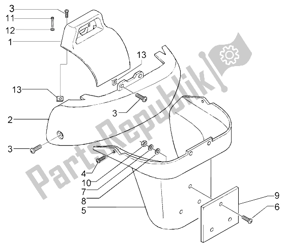 Toutes les pièces pour le Revêtements Arrière du Piaggio X9 200 Evolution 2004