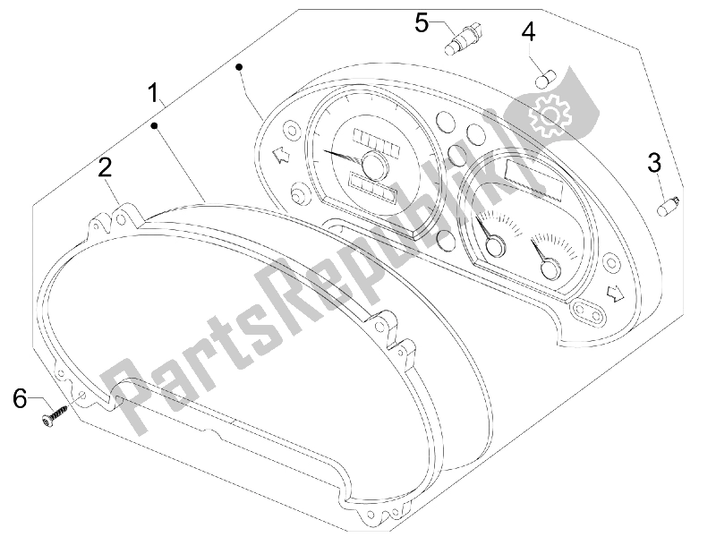 All parts for the Meter Combination-dashbord of the Piaggio BV 250 Tourer USA 2008