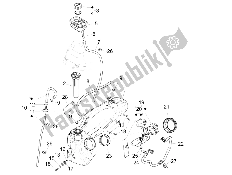 Toutes les pièces pour le Réservoir D'essence du Piaggio Liberty 50 Iget 4T 3V Emea 2015