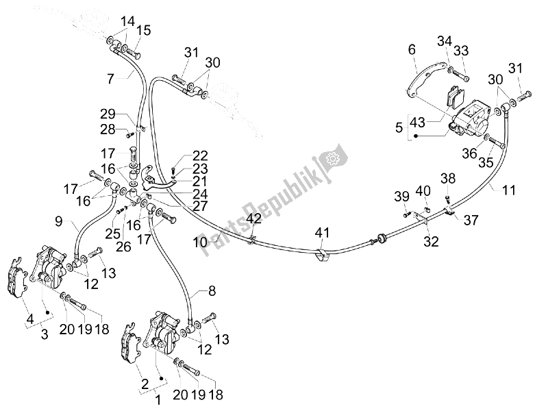 Toutes les pièces pour le Tuyaux De Freins - étriers du Piaggio X8 400 IE Euro 3 2006