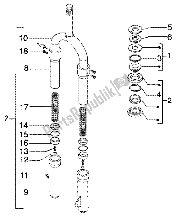 All parts for the Fork of the Piaggio Super Hexagon GTX 125 2003