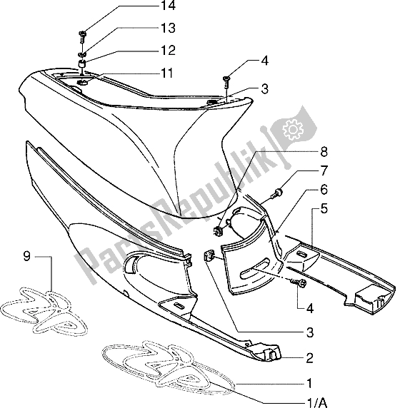 Tutte le parti per il Coperture Laterali del Piaggio ZIP 50 1995