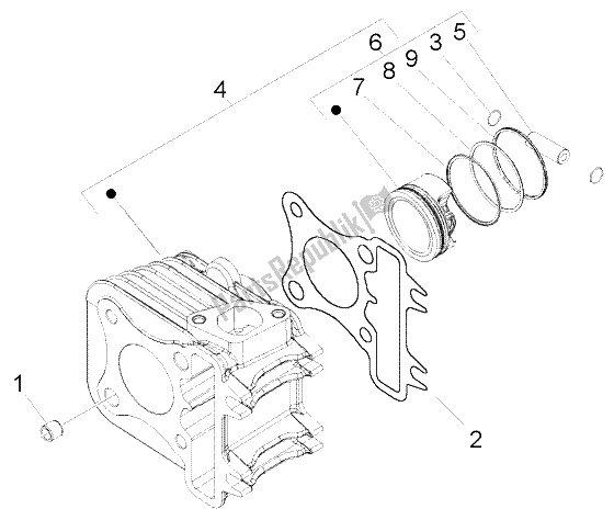 Tutte le parti per il Perno Cilindro-pistone-polso, Completo del Piaggio FLY 50 4T 2004