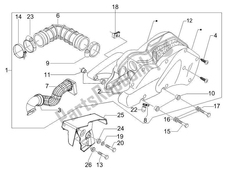 Alle onderdelen voor de Luchtfilter van de Piaggio Carnaby 125 4T E3 2007
