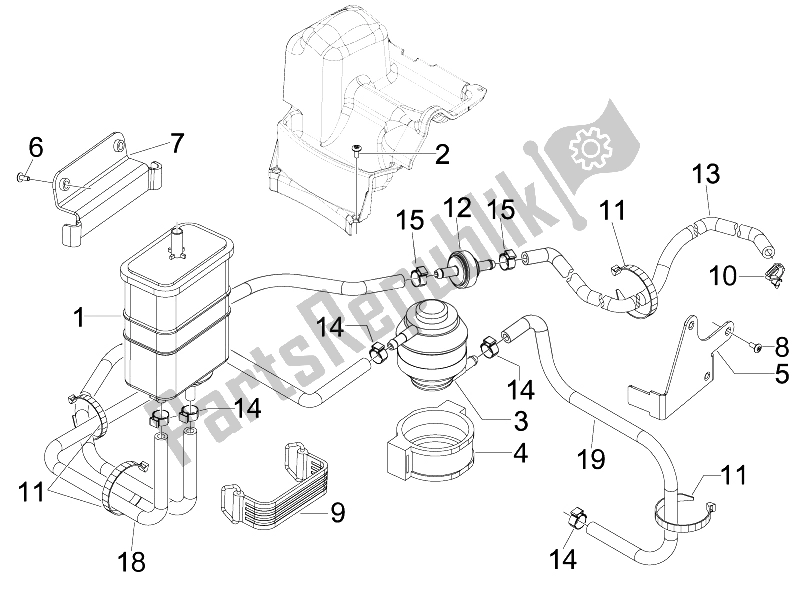 Tutte le parti per il Sistema Anti-percolazione del Piaggio BV 250 USA 2007