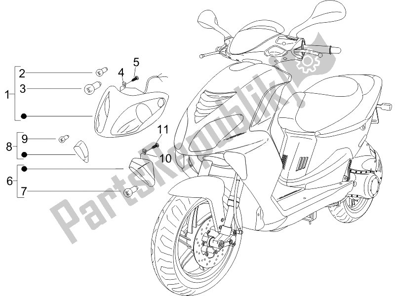 Toutes les pièces pour le Phares Avant - Clignotants du Piaggio NRG Power DD Serie Speciale 50 2007