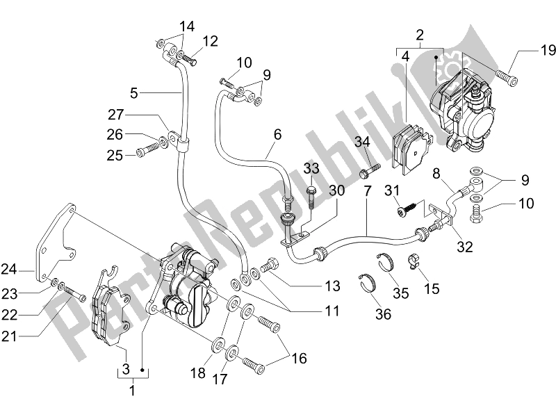 Todas las partes para Tubos De Frenos - Pinzas de Piaggio X8 125 Premium Euro 3 2007