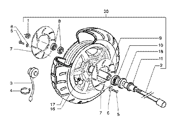 All parts for the Front Wheel of the Piaggio X9 200 2002