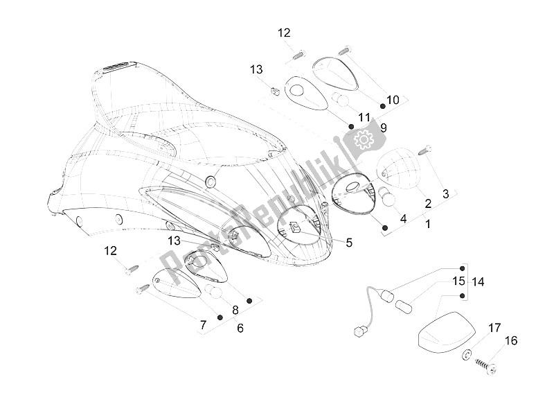 Todas as partes de Faróis Traseiros - Pisca-piscas do Piaggio Liberty Elettrico PPT AT SP 50 2011