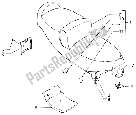 All parts for the Saddle-tools Kit of the Piaggio X9 200 2002