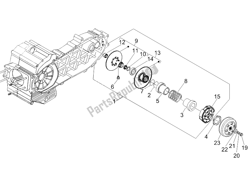 All parts for the Driven Pulley of the Piaggio X8 400 IE Euro 3 2006