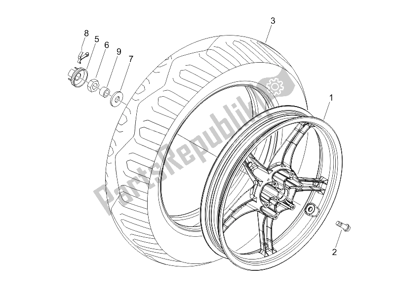 All parts for the Rear Wheel of the Piaggio FLY 150 4T 2006