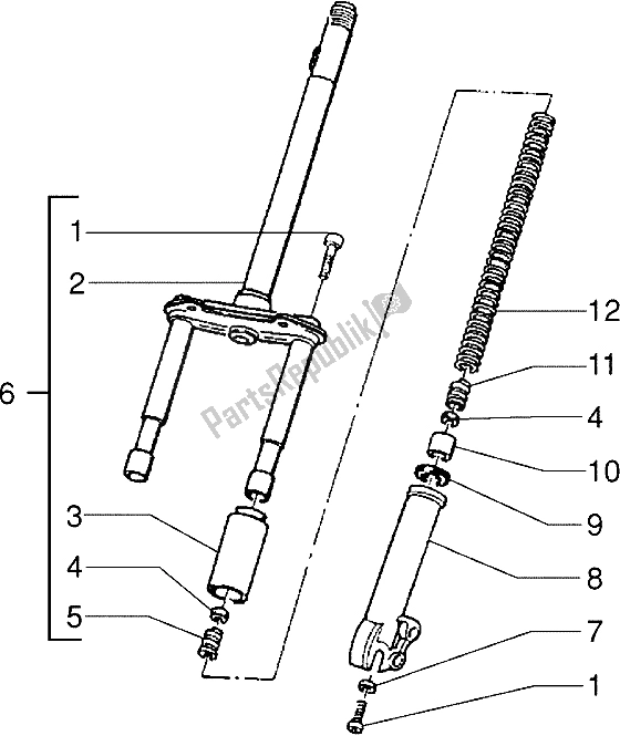 Toutes les pièces pour le Colonne De Direction du Piaggio ZIP 50 1995