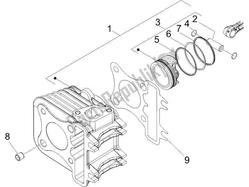 Toutes les pièces pour le Unité Cylindre-piston-axe De Poignet du Piaggio ZIP 50 4T 2006