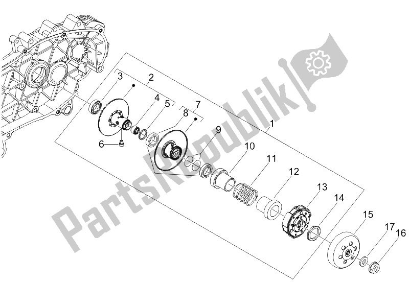 All parts for the Driven Pulley of the Piaggio Liberty 150 4T Sport E3 2008