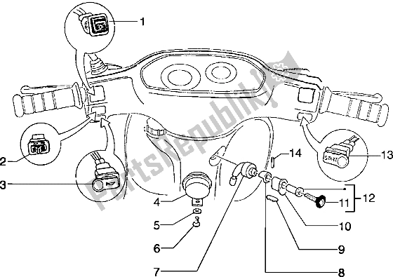 Alle onderdelen voor de Elektrische Apparaten (2) van de Piaggio Typhoon 50 1999