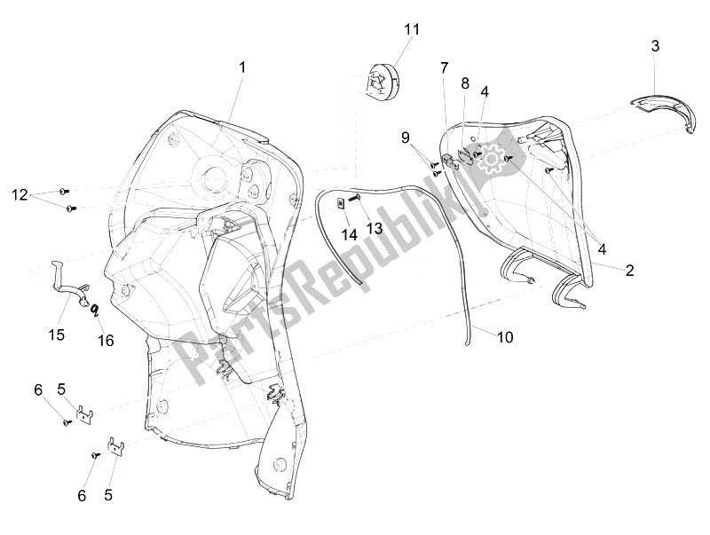 All parts for the Front Glove-box - Knee-guard Panel of the Piaggio Liberty 125 4T Delivery E3 2007