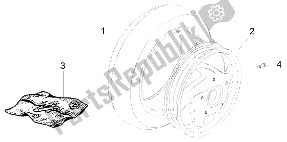 All parts for the Rear Wheel of the Piaggio FLY 125 4T 2004