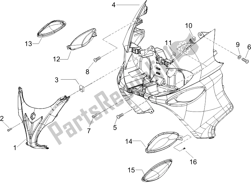 Todas las partes para Escudo Delantero de Piaggio X9 125 Evolution Euro 3 2007