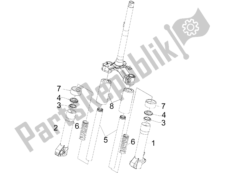 Toutes les pièces pour le Composants De La Fourche (escortes) du Piaggio Liberty 125 4T Sport 2006