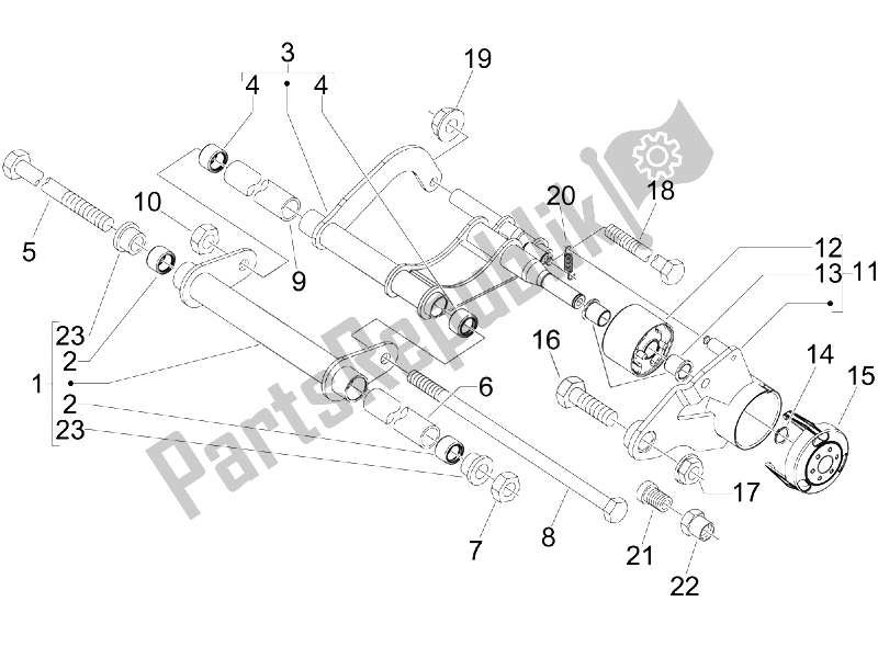 Tutte le parti per il Braccio Oscillante del Piaggio MP3 250 2006