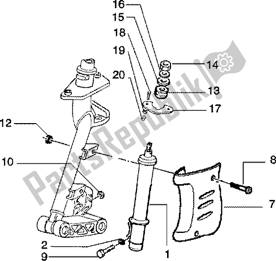 Toutes les pièces pour le Couvercle D'amortisseur Avant du Piaggio ZIP 125 4T 2000