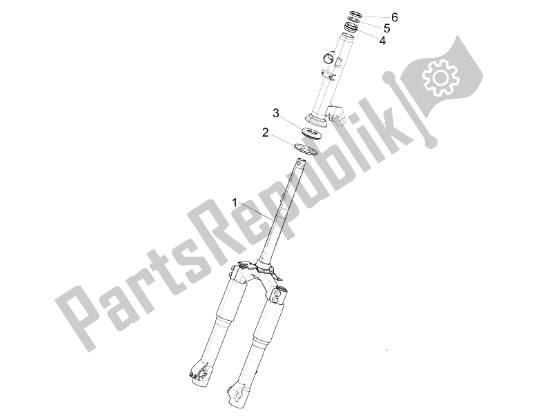 All parts for the Fork/steering Tube - Steering Bearing Unit of the Piaggio Liberty 50 4T Delivery 2010