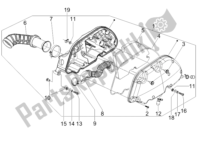 Toutes les pièces pour le Filtre à Air du Piaggio X8 125 Premium Euro 2 2006