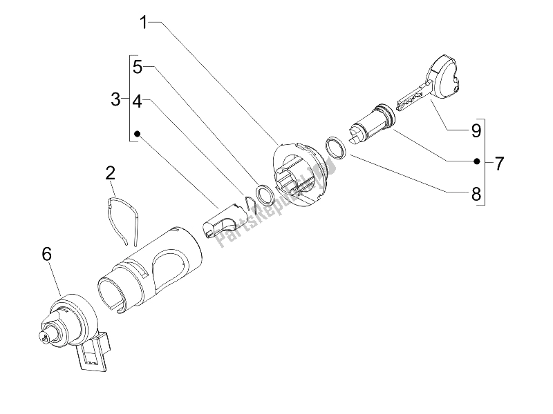 Toutes les pièces pour le Serrures du Piaggio Liberty 150 4T E3 MOC 2009