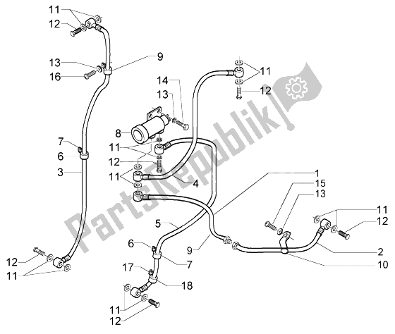 All parts for the Brake Pipes of the Piaggio X9 125 Evolution 2006