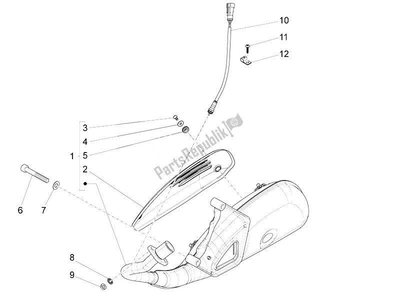 All parts for the Silencer of the Piaggio Liberty 125 4T 3V IE E3 2014